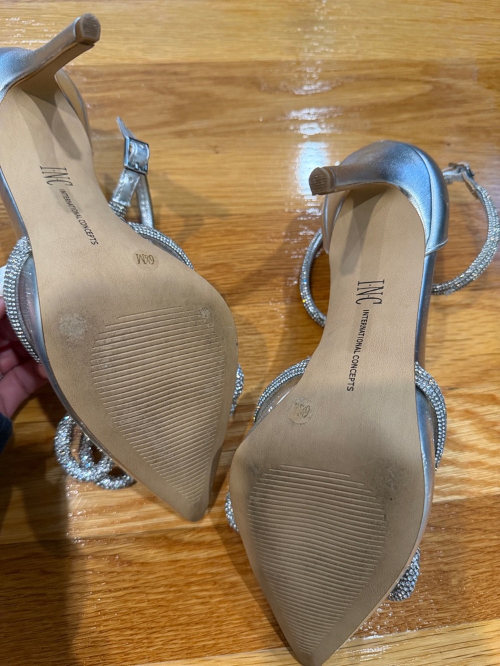 Silver Rhinestone Bow Accent Heels - Picture 7 of 10